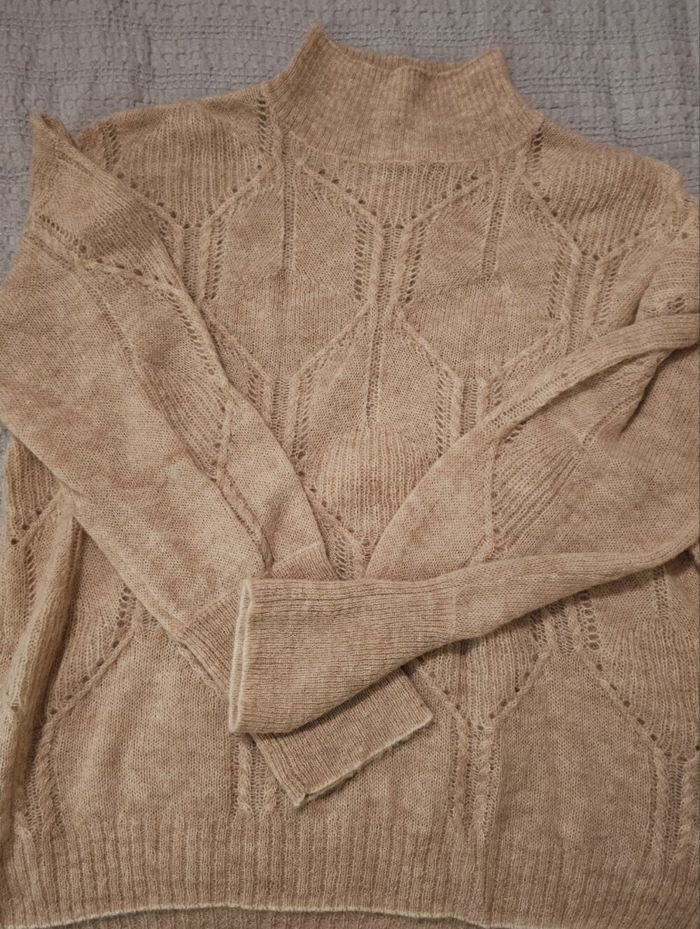 Vineyard Vines Beige Cable Mock Neck Sweater